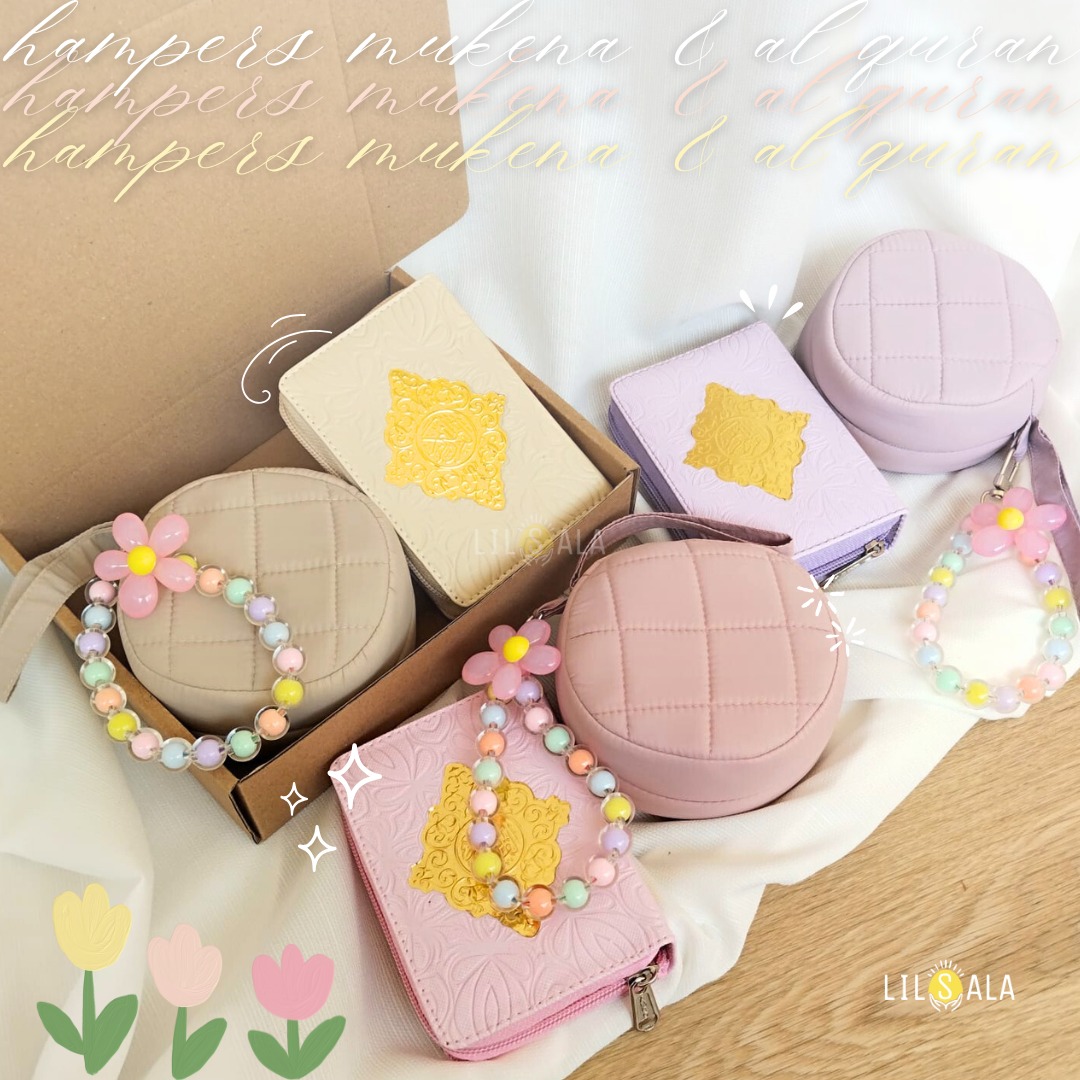 Hampers 2in1 Mukena Quran set travel mini pocket adult hadiah girl souvenir Ramadan parcel Eid al-Fitr