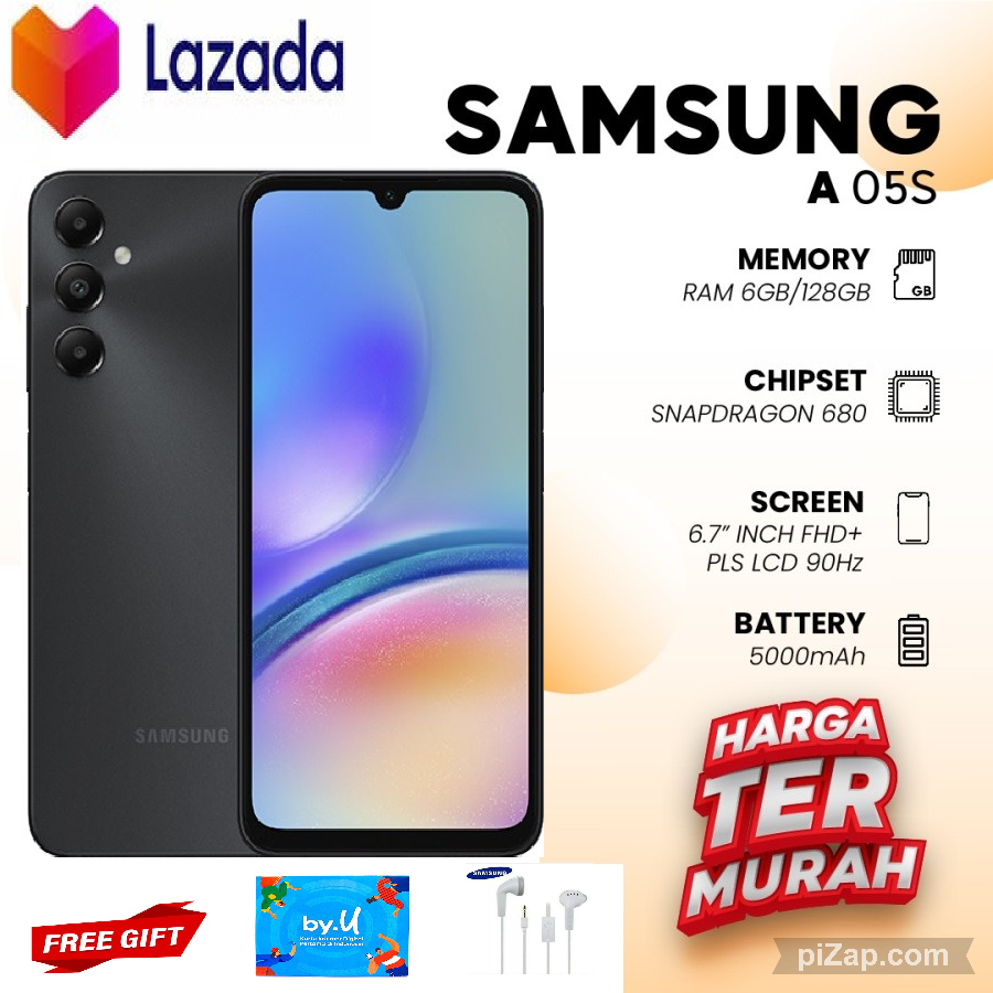 Samsung Galaxy A05s 6/128 RAM 6 ROM 128 GB 6GB 128GB Smartphone Android HP Handphone Harga 1,450,000 rupiah*Gratis Ongkir