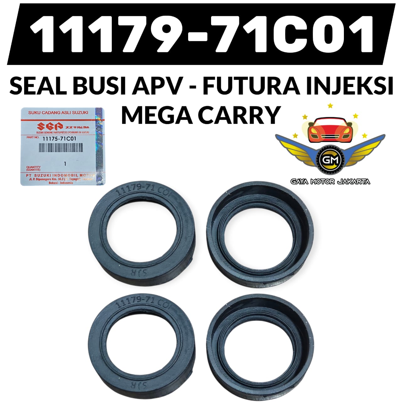 Suzuki spark plug seal set-Suzuki APV spark plug seal gasket-mega carry-Futura injection 11179-71c01 Harga 19,800 rupiah*Gratis Ongkir