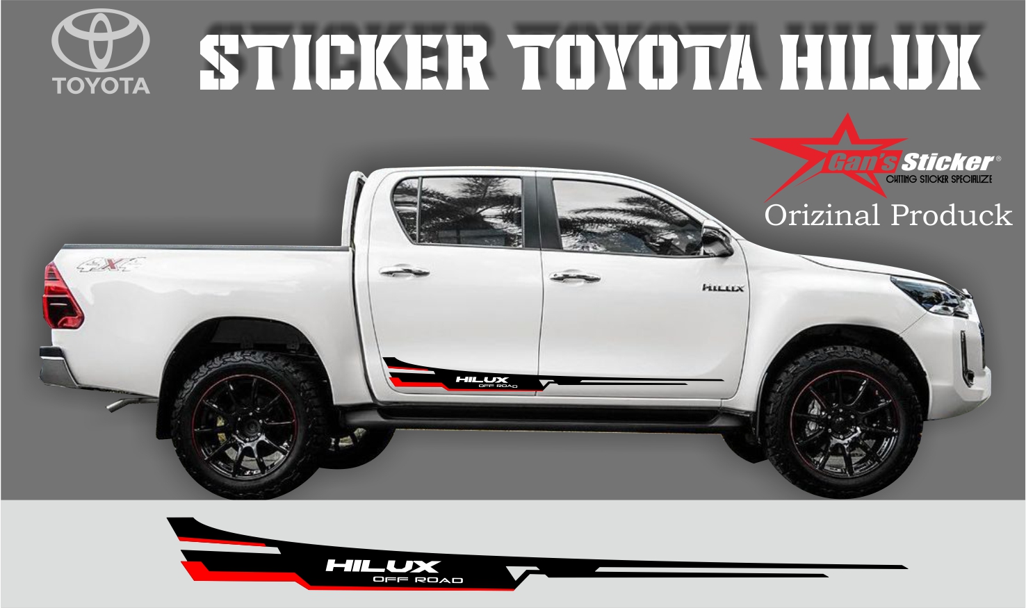 sticker toyota hilux aksesories toyota hilux 2023 Harga 75,000 rupiah*Gratis Ongkir