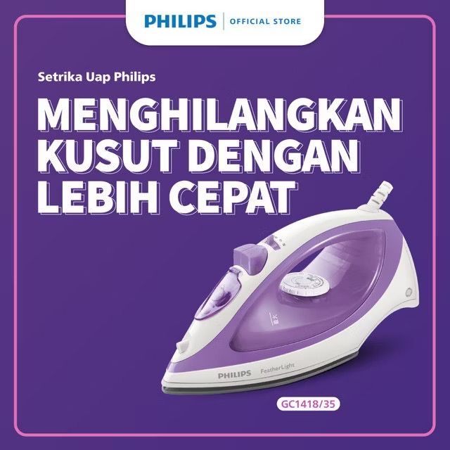 [Extra Discount 20K] Philips Steam Iron Gc1418/35 Purple - Optimal Steam Iron, Non-Stick Soleplate, Steam Iron, Philips Steam Iron, Philips Iron, Philips Iron, Electric Steam Iron Harga 323,500 rupiah*Gratis Ongkir