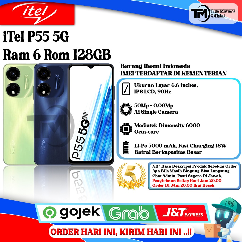 iTel P55 5G Ram 6 Rom 128GB Harga  1,655,000 Ringgit*Penghantaran Percuma