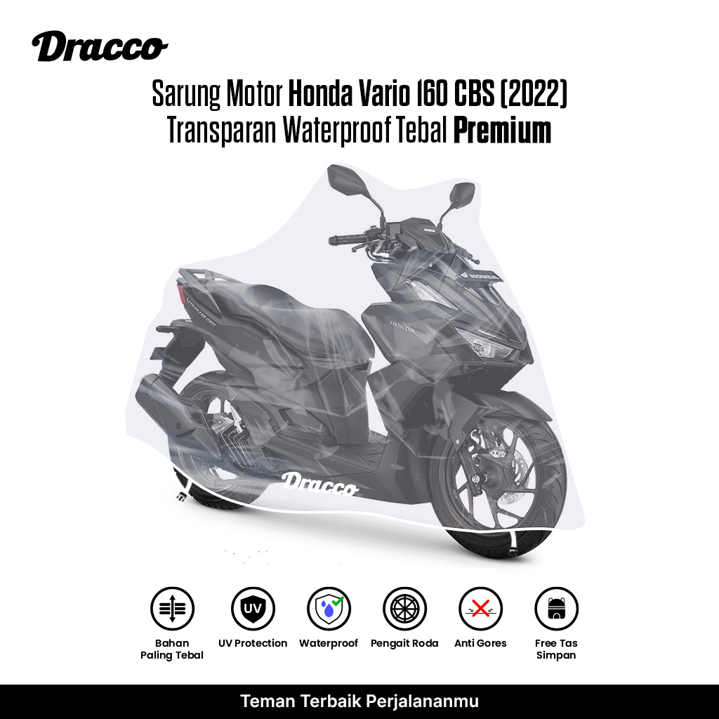 Honda Vario 160 Cbs 2022 Motorcycle Cover Transparent Thick Waterproof Premium Anti-Rain Anti-Scratch Cover Harga 88,000 rupiah*Gratis Ongkir