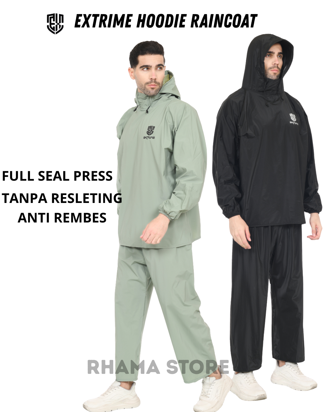 Extrime Hoodie Raincoat Hoodie Style Raincoat for Men and Women Full Seal Press Anti-Seepage Harga 105,000 rupiah*Gratis Ongkir