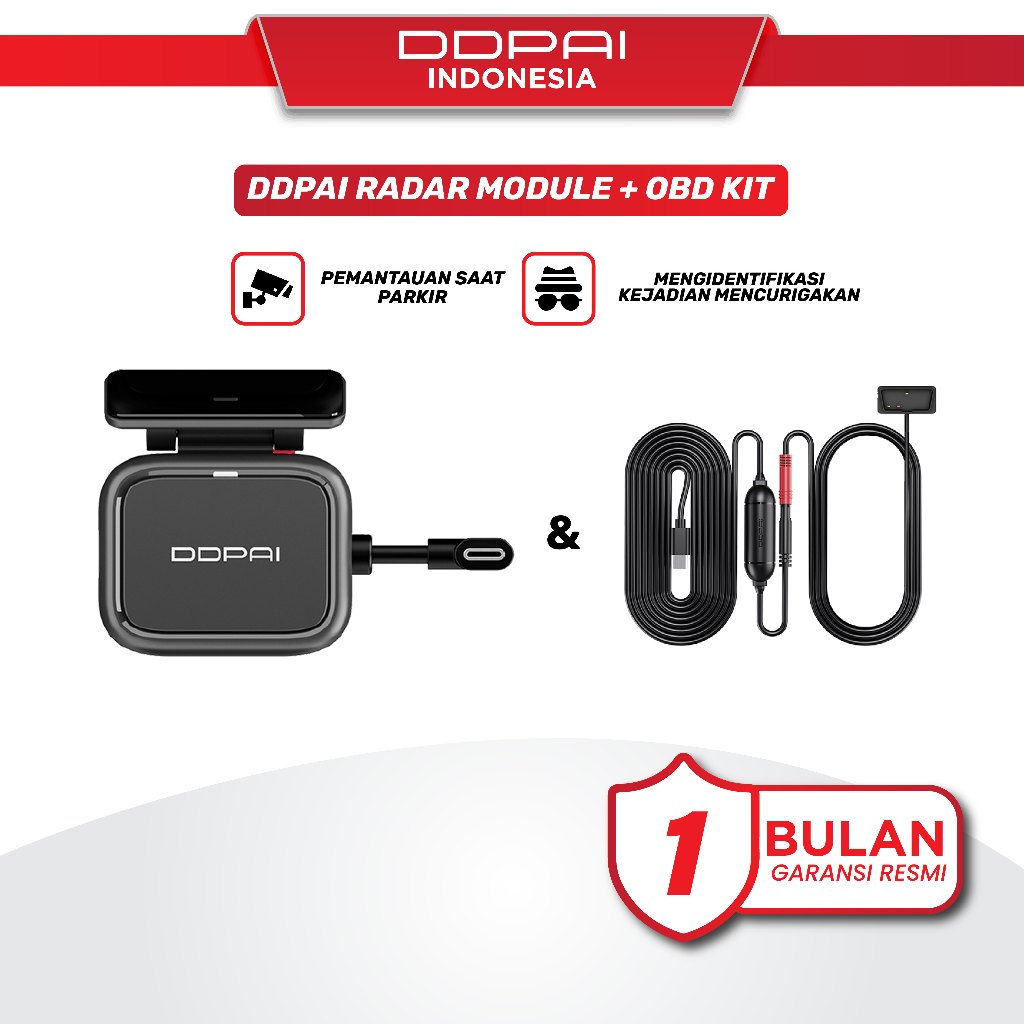 DDPAI N5 Dual Radar Module OBD Hardwire Kit 24H Parking Monitoring AI Motion Detection Harga 699,000 Ringgit*Penghantaran Percuma