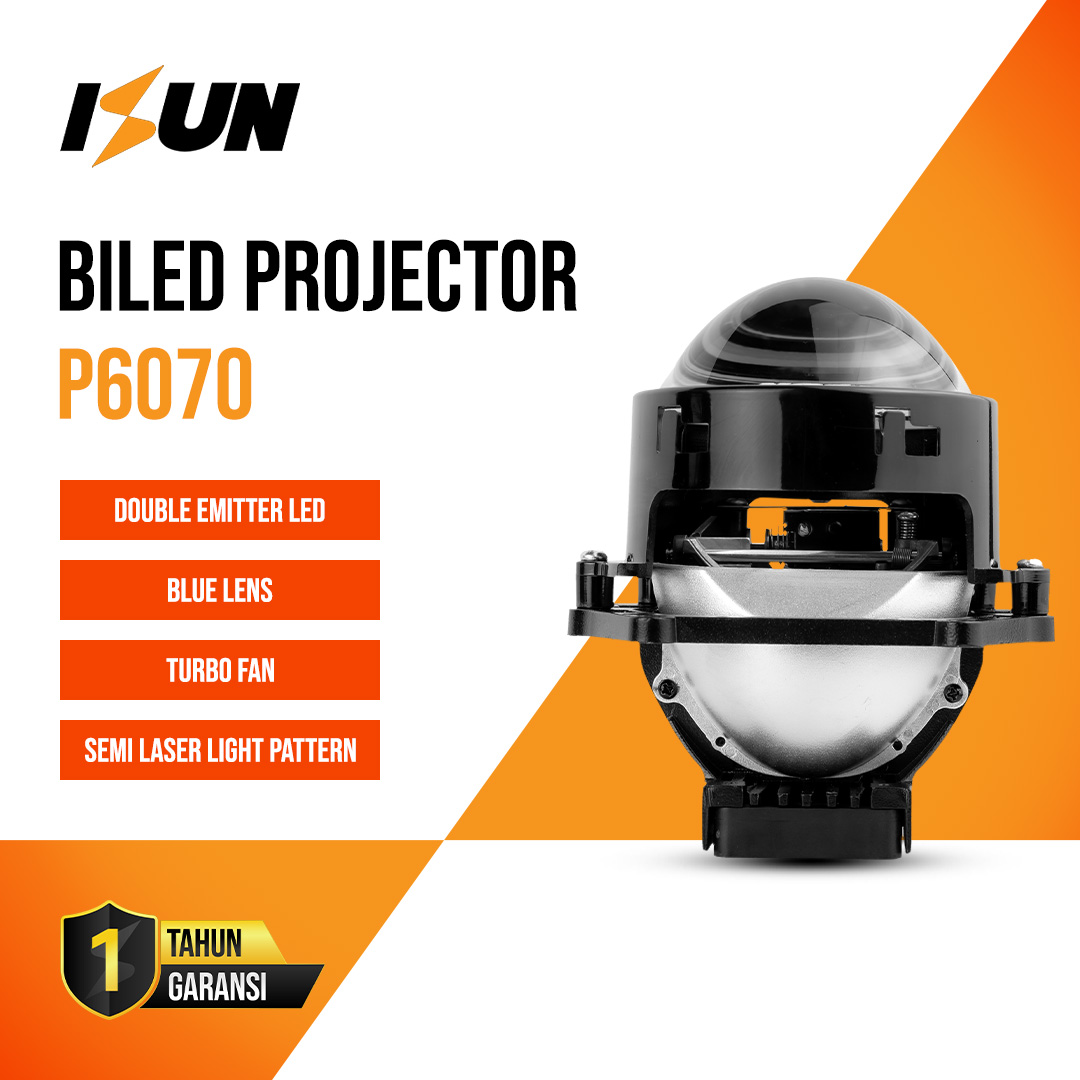 Isun Biled Projector Lamp Isun P6070 Double Reflector Flat Dc12V/70W Harga 500,000 rupiah*Gratis Ongkir