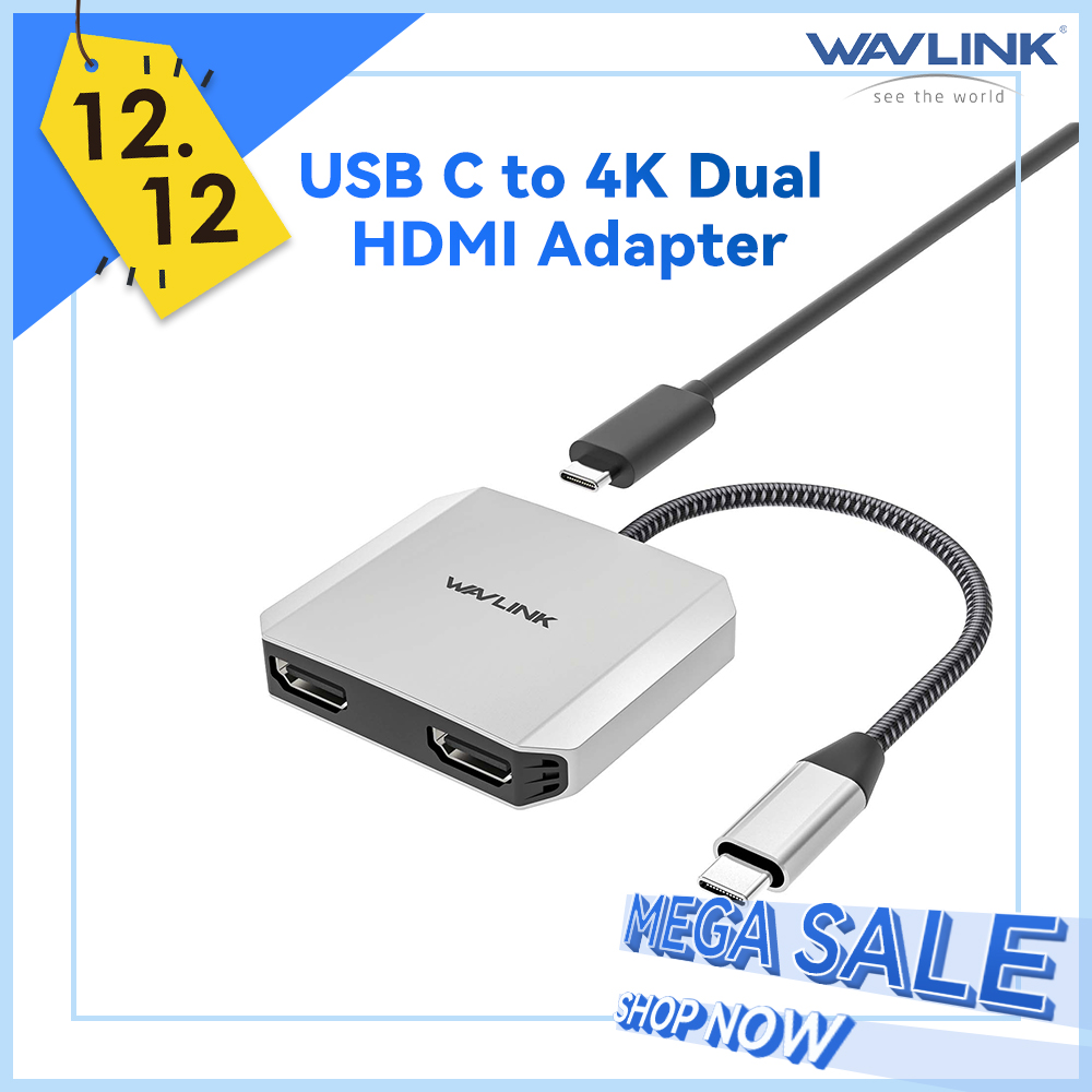 WAVLINK USB C to Dual HDMI Splitter 4K@60Hz, 3-In-1 HDMI Adapter with 87W  Power Delivery, Dual Monitors Adapter Powered HDMI Hub for MacBook Pro/Air,  Dell XPS, HP, Lenovo, Thunderbolt 3/4 Laptops