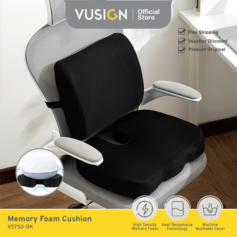 Vusign Cushion Bantal Sender dan Duduk Sandaran Punggung Alas Kursi Kantor Jok Mobil Bantal Memory Foam Empuk VS75X Harga 86,000 rupiah*Gratis Ongkir