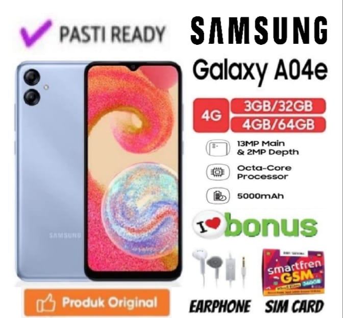 SAMSUNG GALAXY A04e RAM 3/32GB & 4/64GB FULLSET Camera 13MP Baterry 5000 mAh - Garansi Giá 950,000 Đồng*Miễn phí vận chuyển