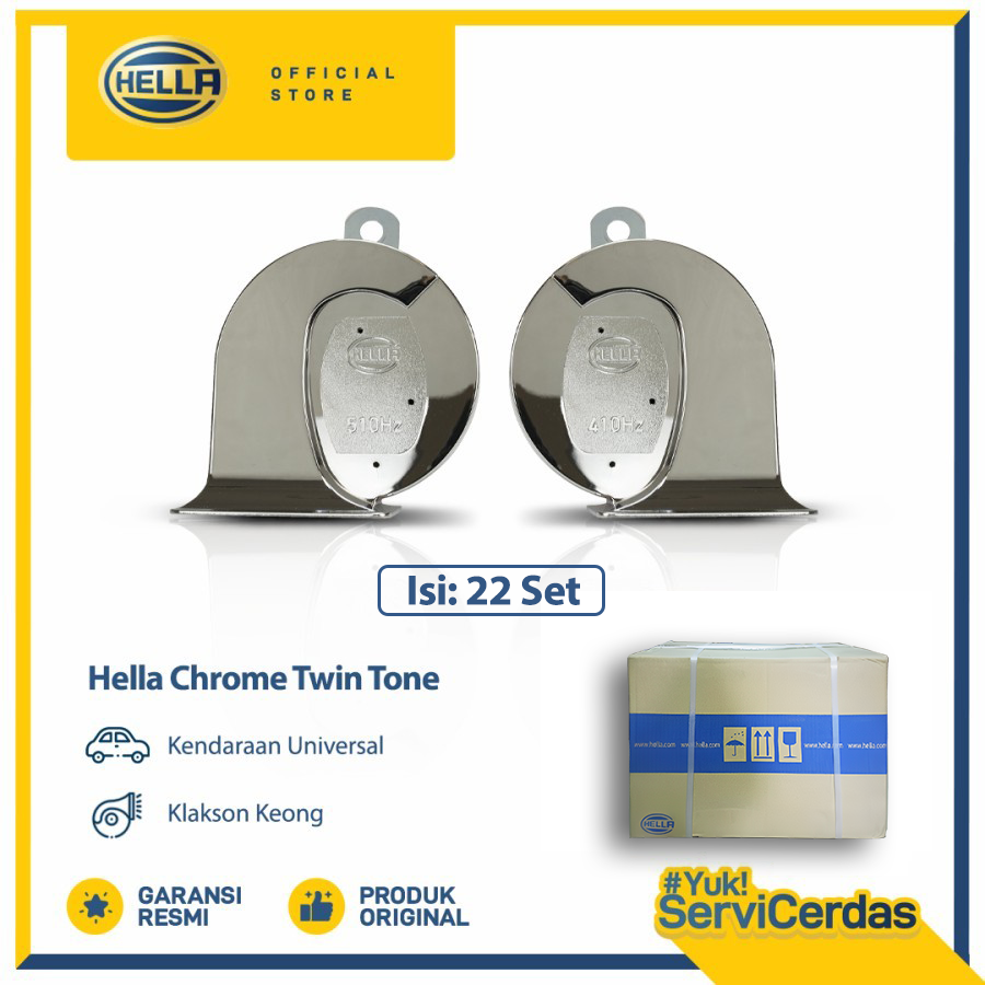 Klakson Keong Hella Chrome Twin Tone 12V (DUS / 22 SET) - Klakson mobil motor Harga 5,640,199 rupiah*Gratis Ongkir
