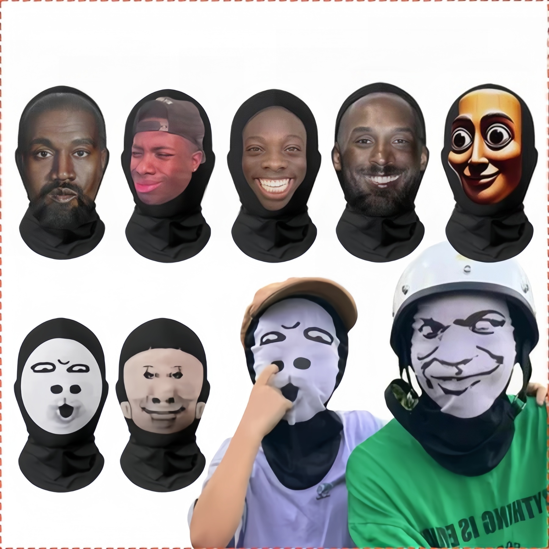 Face Mask/Funny Ugly Face Mask/3D Motorcycle Mask/Kanye Neymar Messi Harga 19,888 rupiah*Gratis Ongkir