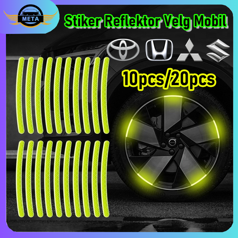 Stiker Reflektif Velg Mobil Motor 10pcs Stiker Reflektor Ban Mobil Toyota Honda Stiker Reflektor Harga 7,100 rupiah*Gratis Ongkir