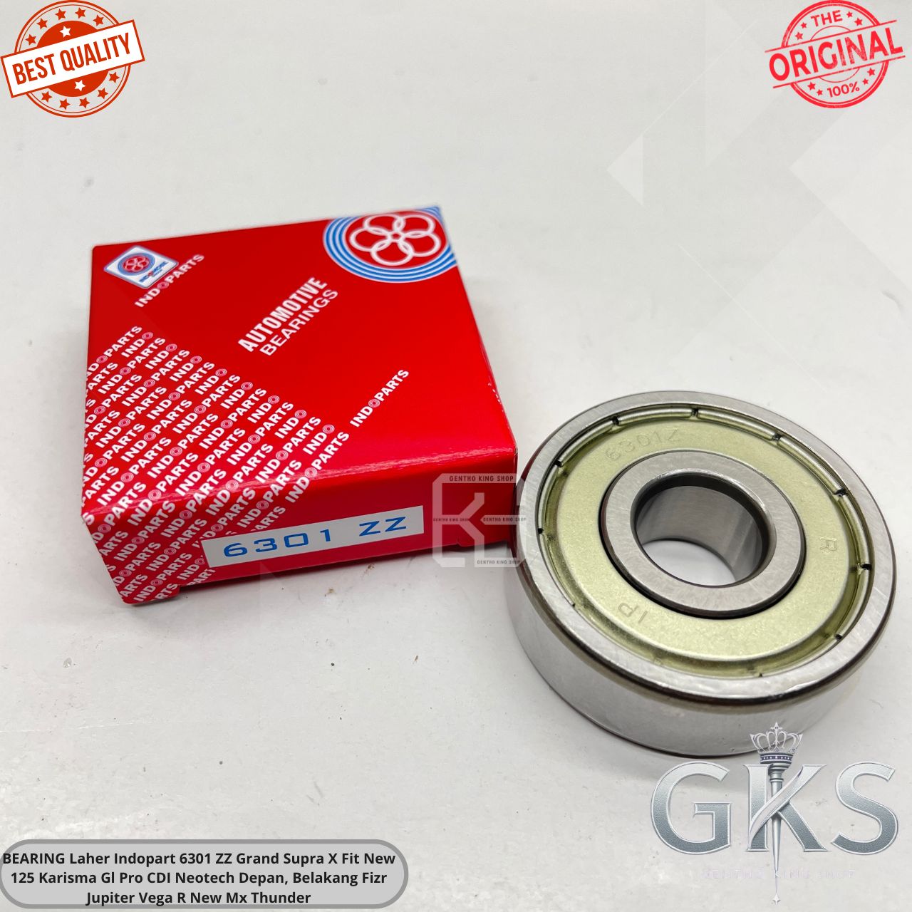 Bearing Laher Indopart 6301 Zz Grand Supra X Fit New 125 Karisma Gl Pro Cdi Neotech Front, Rear Fizr Jupiter Vega R New Mx Thunder Harga 12,500 rupiah*Gratis Ongkir