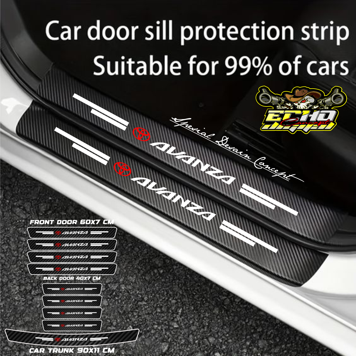 Sticker Pelindung Pinjakan kaki Pintu mobil Toyota Avanza Universal Harga 25,000 rupiah*Gratis Ongkir