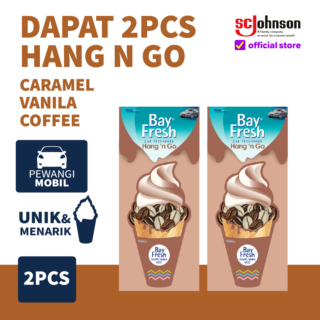 [Dapat 2pcs] Bayfresh Hang n' Go Pengharum Mobil - Caramel Vanilla Coffee Harga 27,299 rupiah*Gratis Ongkir