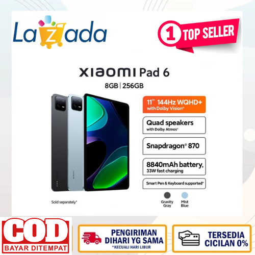 Tab Xiaomi pad 6 8/256 GB WiFi only official Tam Indonesia fullset second second hand original Harga  4,116,800 Ringgit*Penghantaran Percuma