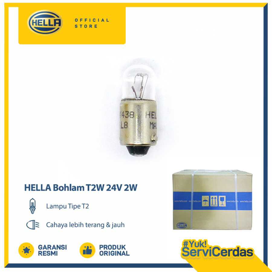 Bohlam Lampu Mobil HELLA T2W 24V 2W (DUS) - Lampu Senter Harga 556,800 rupiah*Gratis Ongkir