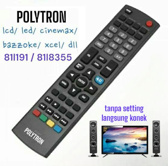 COD PROMO TANPA SETTING - REMOTE REMOT TV LED / LCD TABUNG POLYTRON/ 81I191/ 81i355m01/ POLITRON CINEMAX/ XCEL /BAZZOKE PLUS BATERAI Harga 15,700 rupiah*Gratis Ongkir