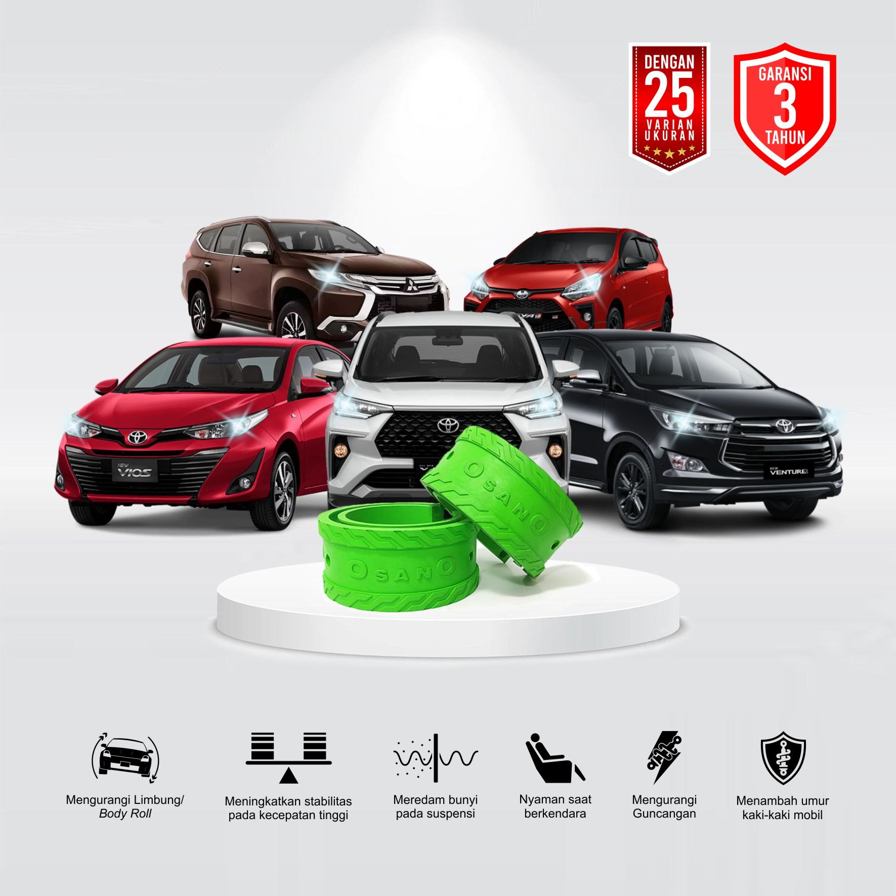 Spring Buffer OSANO SBR 06 untuk Mobil Chevrolet Optra, Mazda 2 Sedan, Mitsubishi Pajero, Mitsubishi Pajero Dakkar, Mitsubishi Pajero Sport, Mitsubishi Pajero Sport, Toyota Corolla Altis, Toyota Great Corolla, dan Mobil Lainnya Harga 780,010 rupiah*Gratis Ongkir