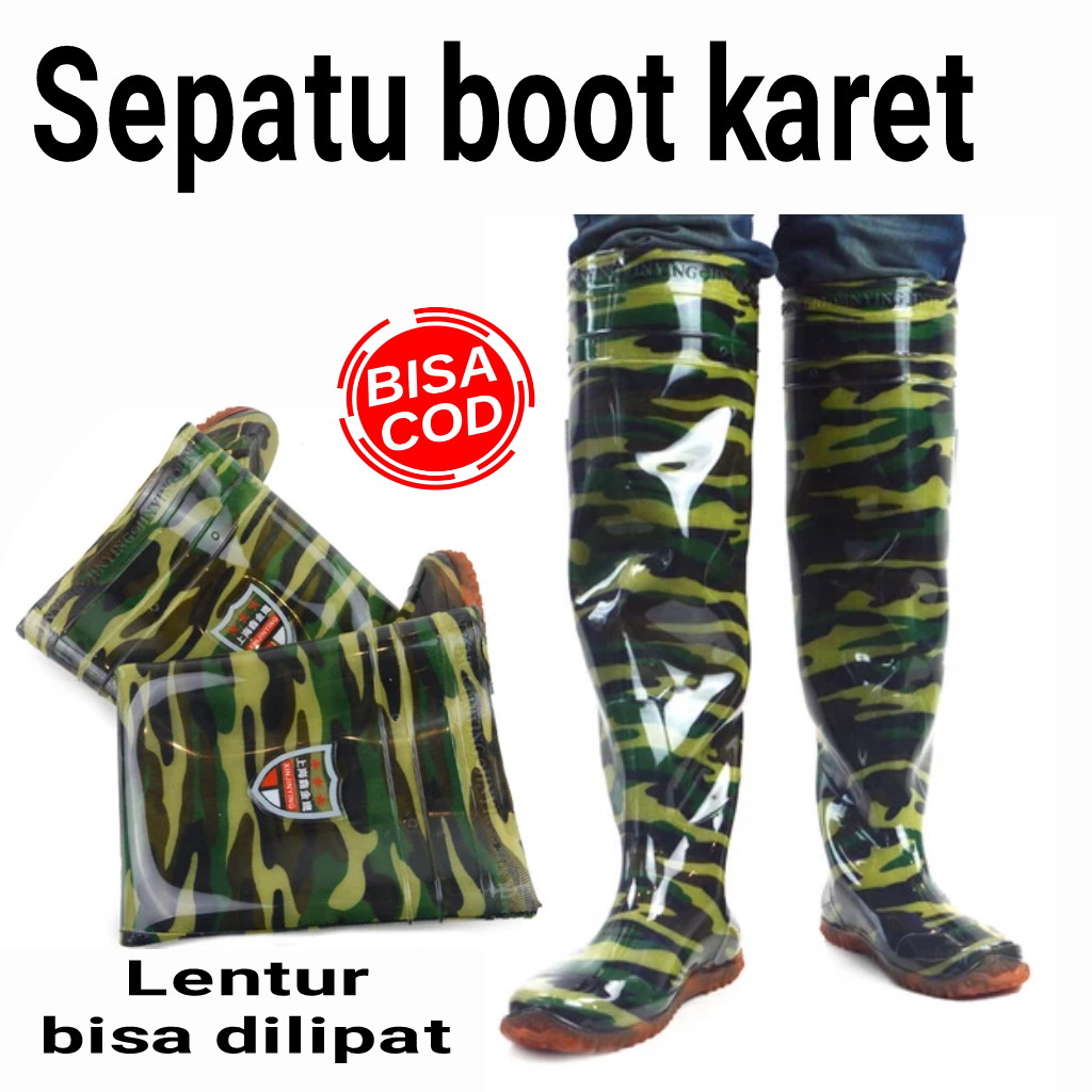 SEPATU SAWAH ANTI KEONG SEPATU BOOT KARET ANTI AIR SEPATU PETANI PANJANG (55cm) Harga 160,000 rupiah*Gratis Ongkir