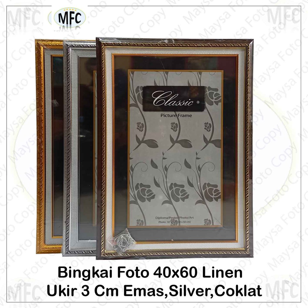 Bingkai A2 40x60 Linen Ukir 3 Cm Emas Silver Coklat