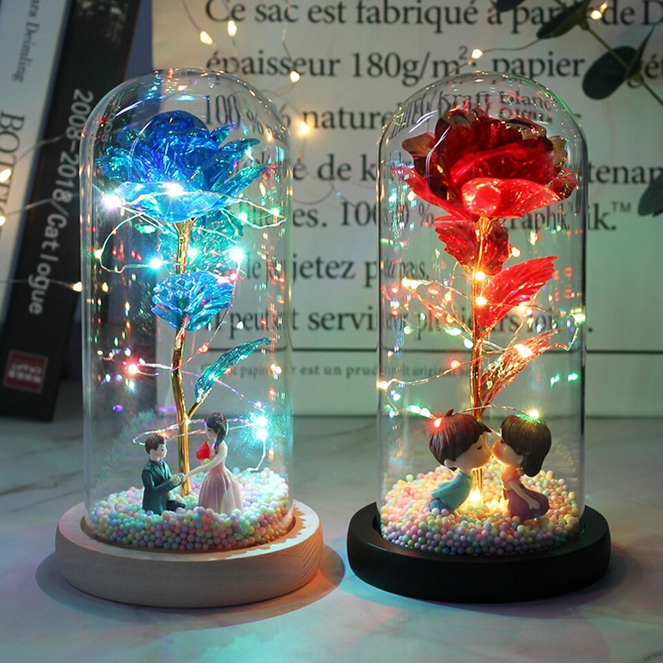 Bunga Mawar Lampu LED Dekorasi Rumah Kamar ruang Tamu Hadiah kado pernikahan kado ulang tahun Beauty a…
