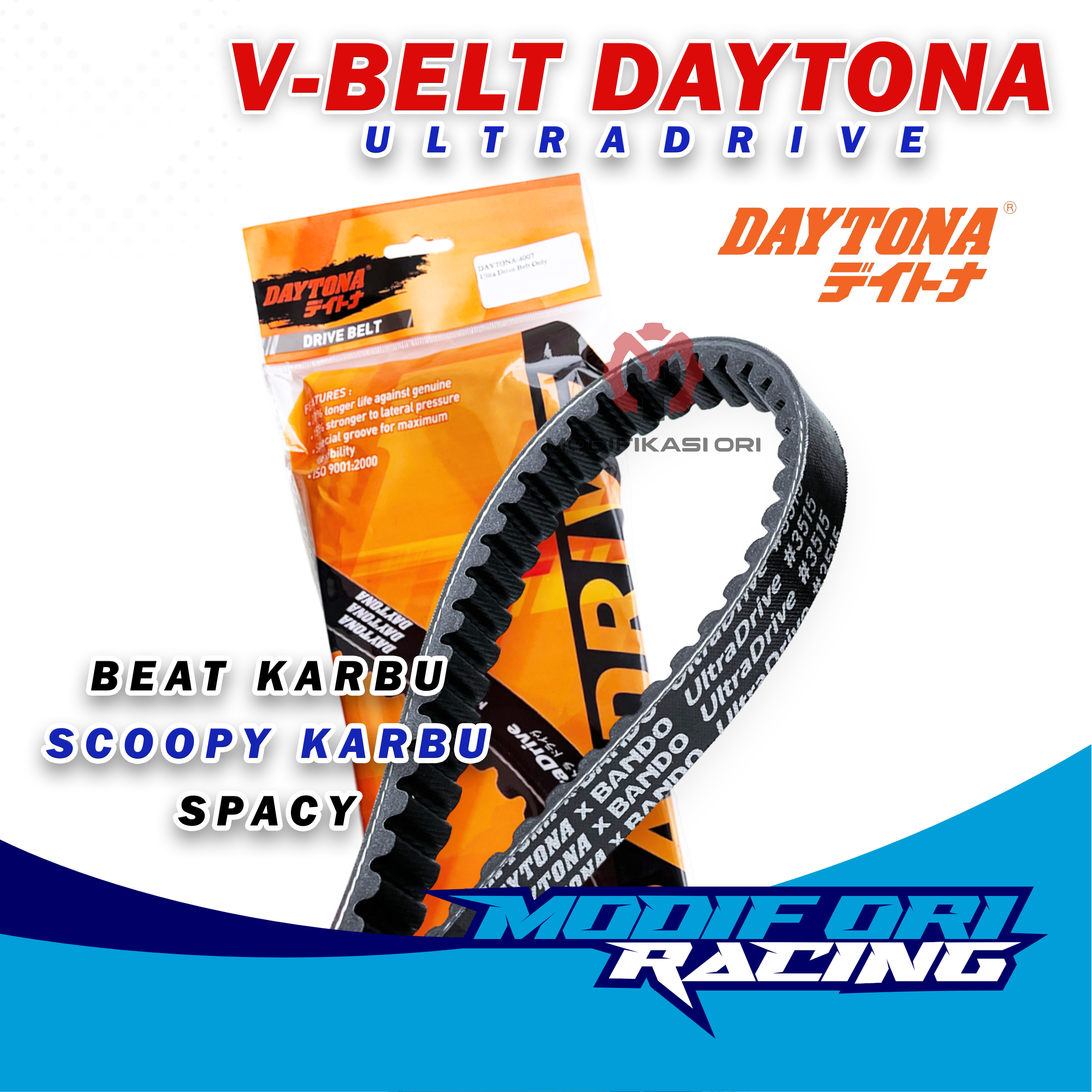 BEAT KARBU - VANBELT DAYTONA BEAT KARBU-SCOOPY KARBU-VBELT RACING KVY DAYTONA - BEAT KARBU Harga 128,122 rupiah*Gratis Ongkir