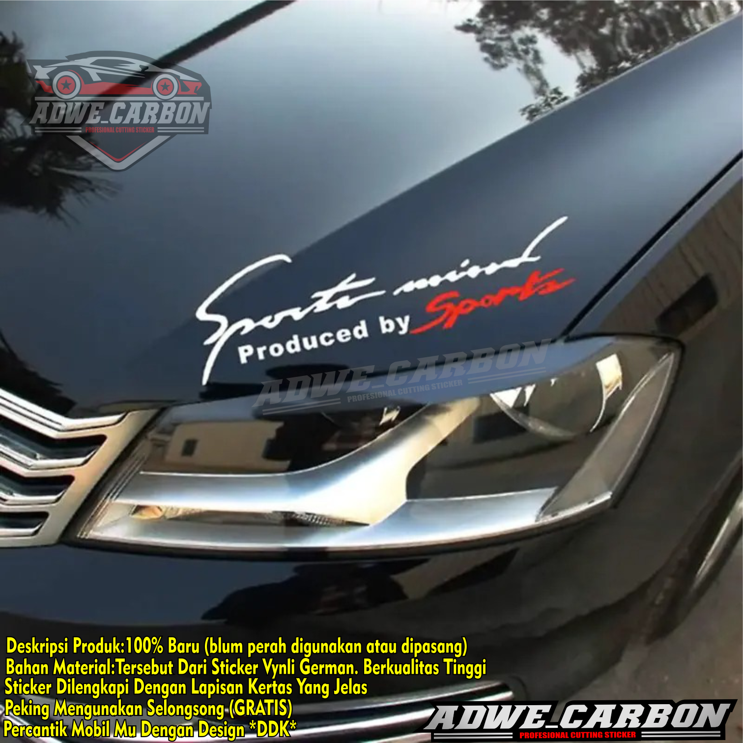 Toyota car hood sticker TRD sportmind Harga 15,000 rupiah*Gratis Ongkir