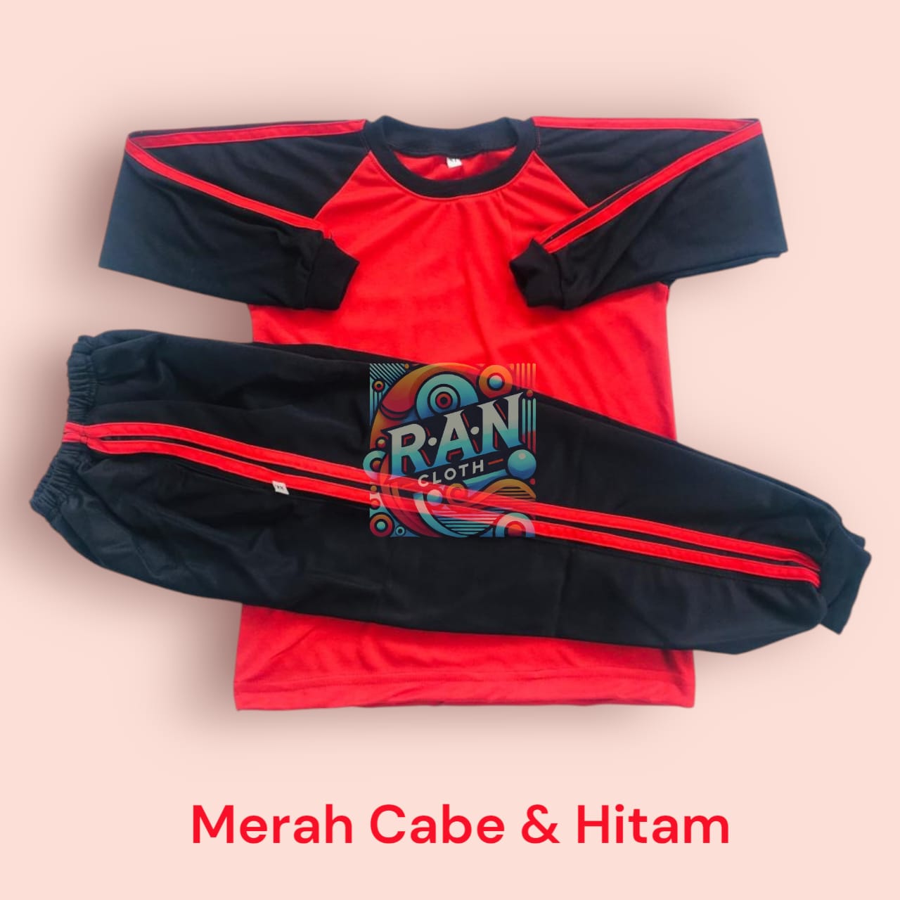 Kindergarten/primary school sports T-shirt suit red chili black