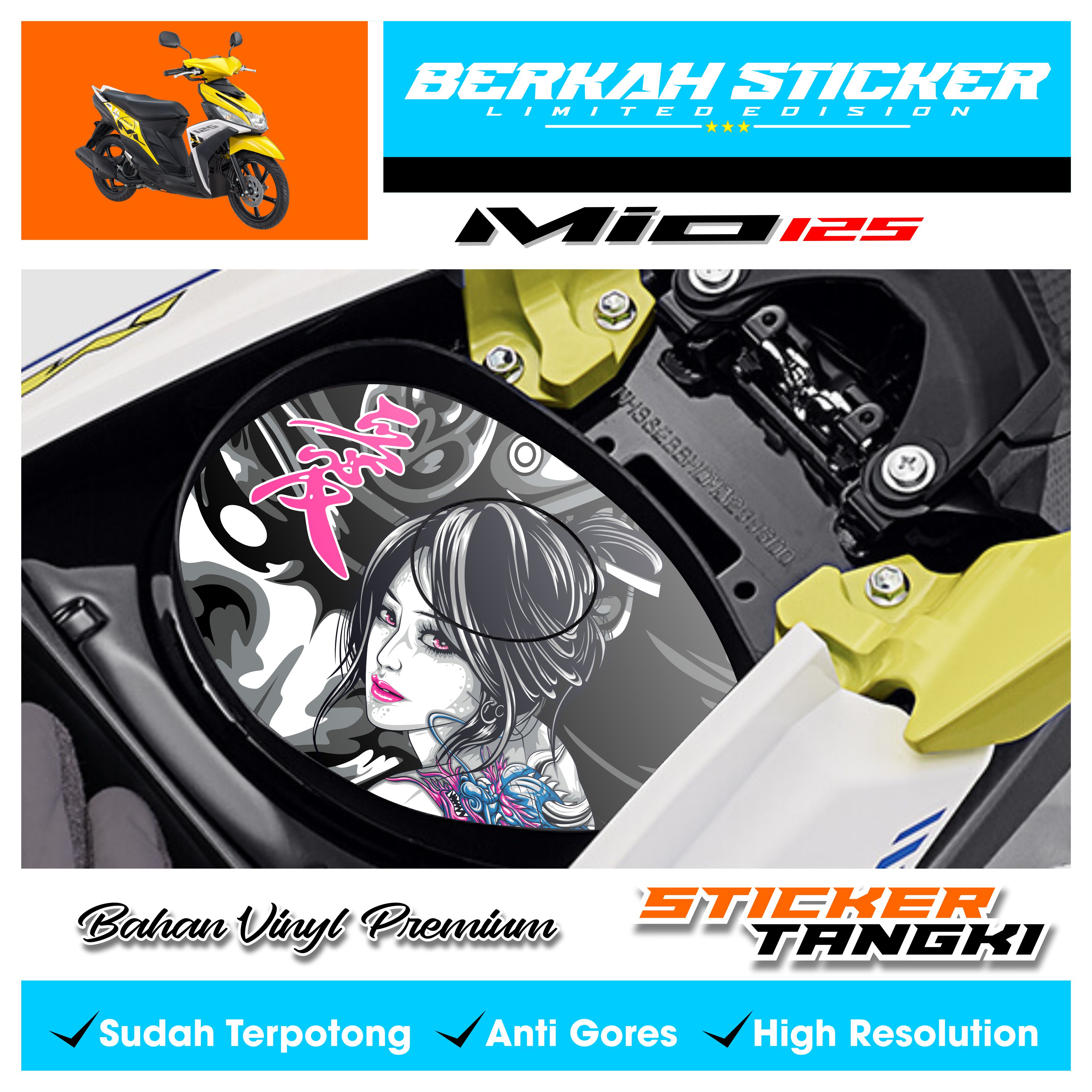 Bensi Mio M3/Z 125 premium tank sticker motor metick Mio M3/Z already cut Harga 18,500 rupiah*Gratis Ongkir