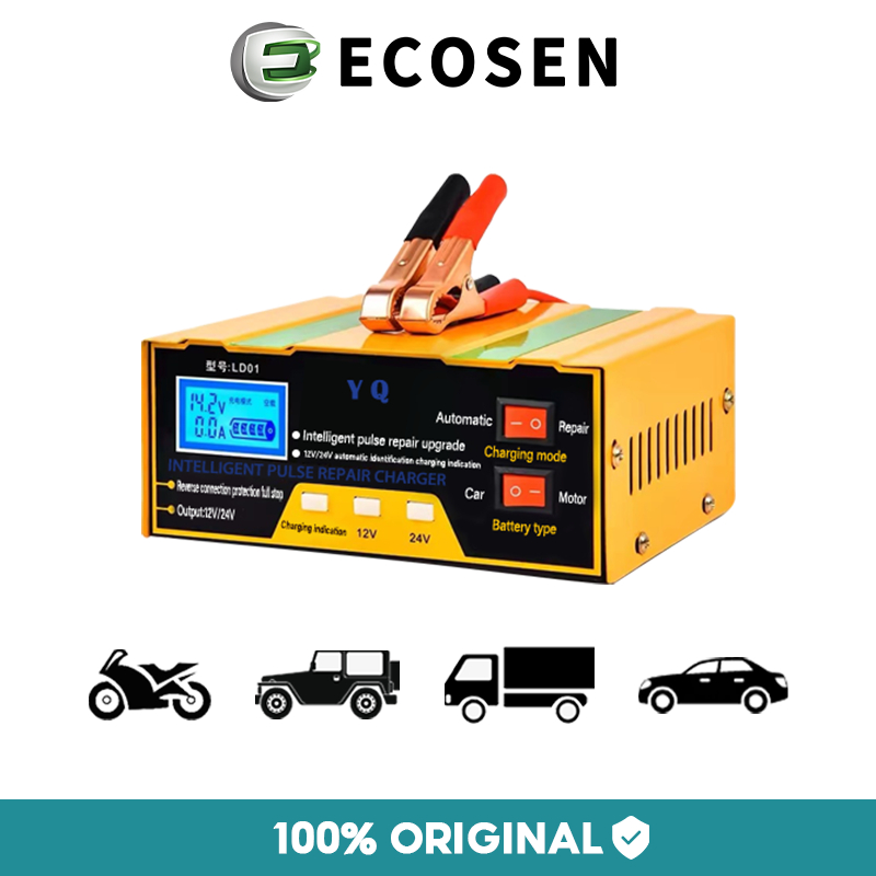 Ecosen Automatic Battery Charger Smart Intelligent Auto Repair Car 12V24V Automatic Charger Harga 114,000 rupiah*Gratis Ongkir
