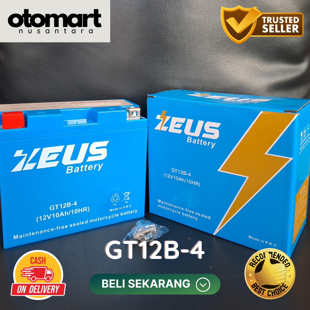 Aki kering Ducati Hypermotard 939 [2016-2018] Zeus GT12B-4 Harga 1,300,000 rupiah*Gratis Ongkir