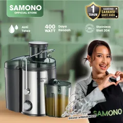 SAMONO Juicer Machine Pembuat Jus Buah Sayur Ekstrator 2 Tingkat Kecepatan Low Watt 400Watt Food Grade Body Stainless Steel Garansi 1 tahun Ganti Baru SW-JE400