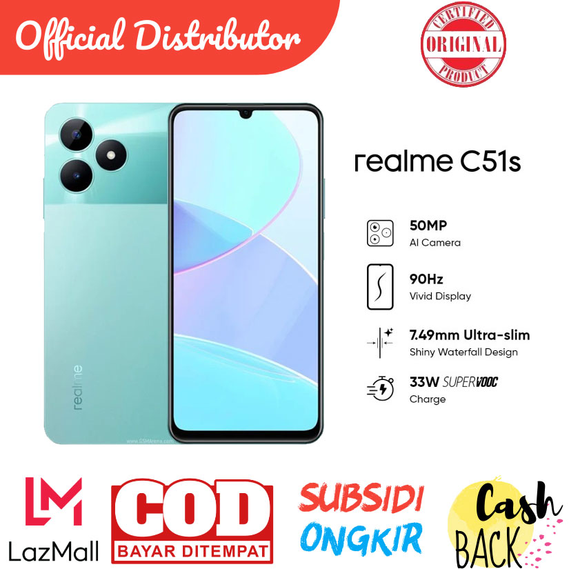 REALME C51S 6/128 - ULTRA SLIM SHINY WATERFALL DESIGN - 50 MP AI CAMERA - 33W SUPERVOOC CHARGE Harga  1,225,000 Ringgit*Penghantaran Percuma