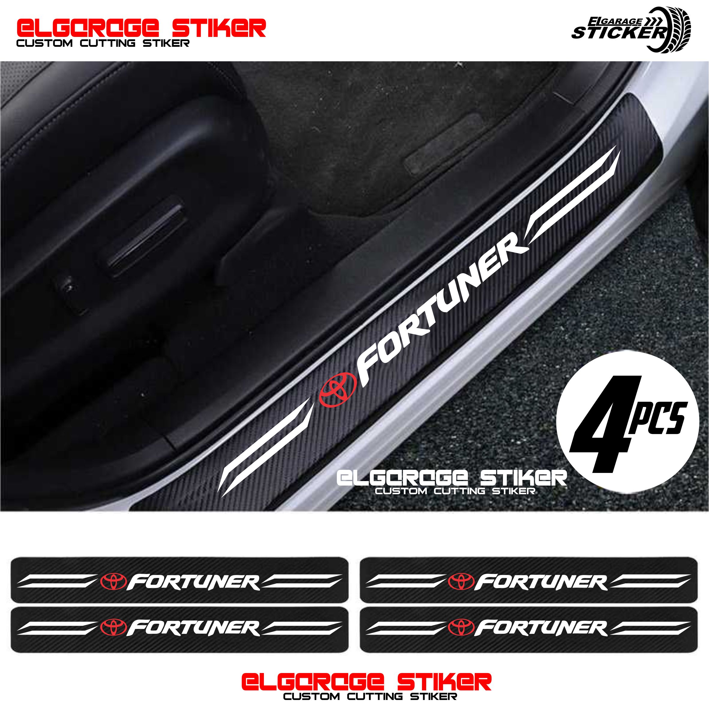 4pcs stiker carbon toyota fortuner stiker karbon pelindung bawah pintu mobil dari pijakan kaki Harga 45,000 rupiah*Gratis Ongkir
