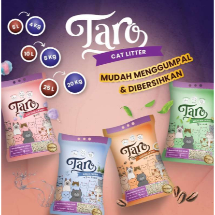 TARO Bentonite Cat Litter 25L - Pasir Kucing Anti Bau & Mudah Menggumpal - Aroma Matcha Latte/Cotton Candy/Coffee Latte/Aqua Fresh Harga 117,663 rupiah*Gratis Ongkir