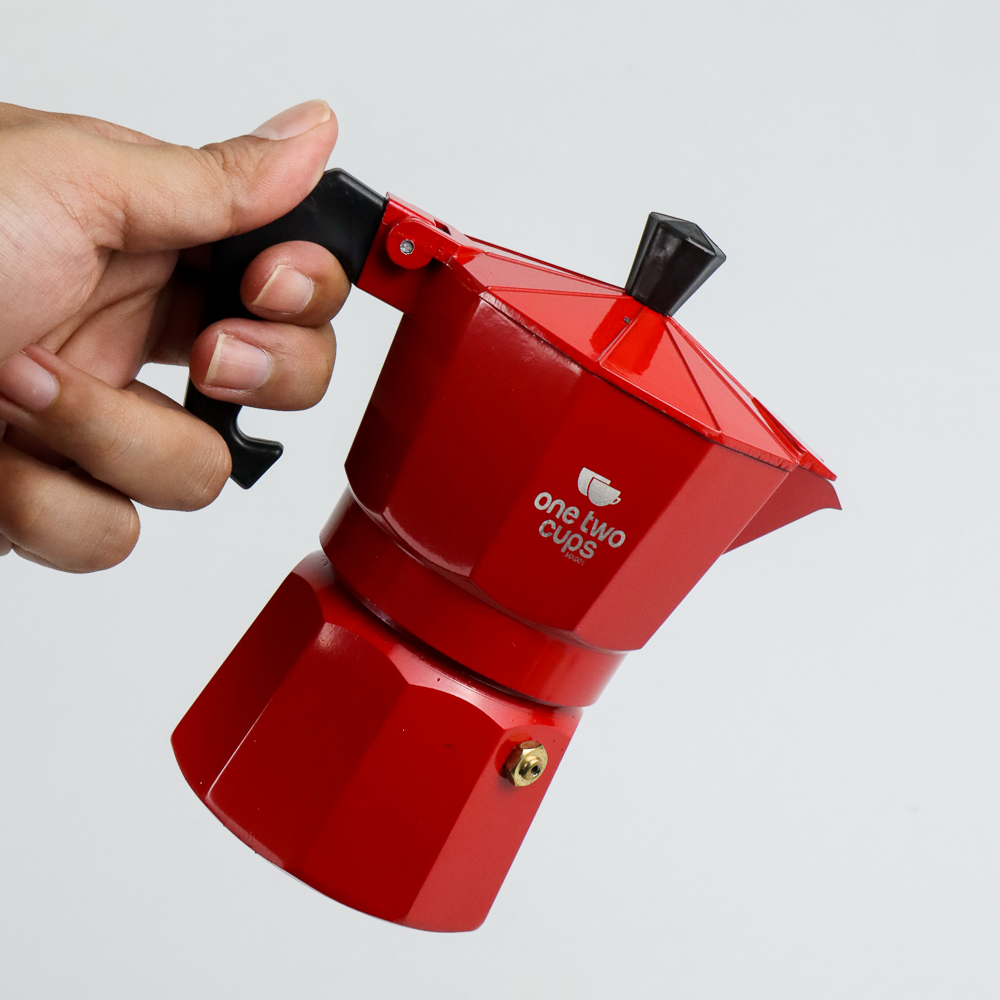- Teko Kopi Moka Espresso Coffee Maker Moka Pot Teko Stovetop Filter 150ml 3 Cups - Merah