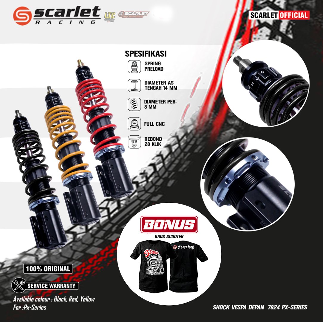 Scarlet Racing - Shock Absorber Front Shock Absorber 7824 Vespa Classic Classic Px Series Harga 1,150,000 rupiah*Gratis Ongkir