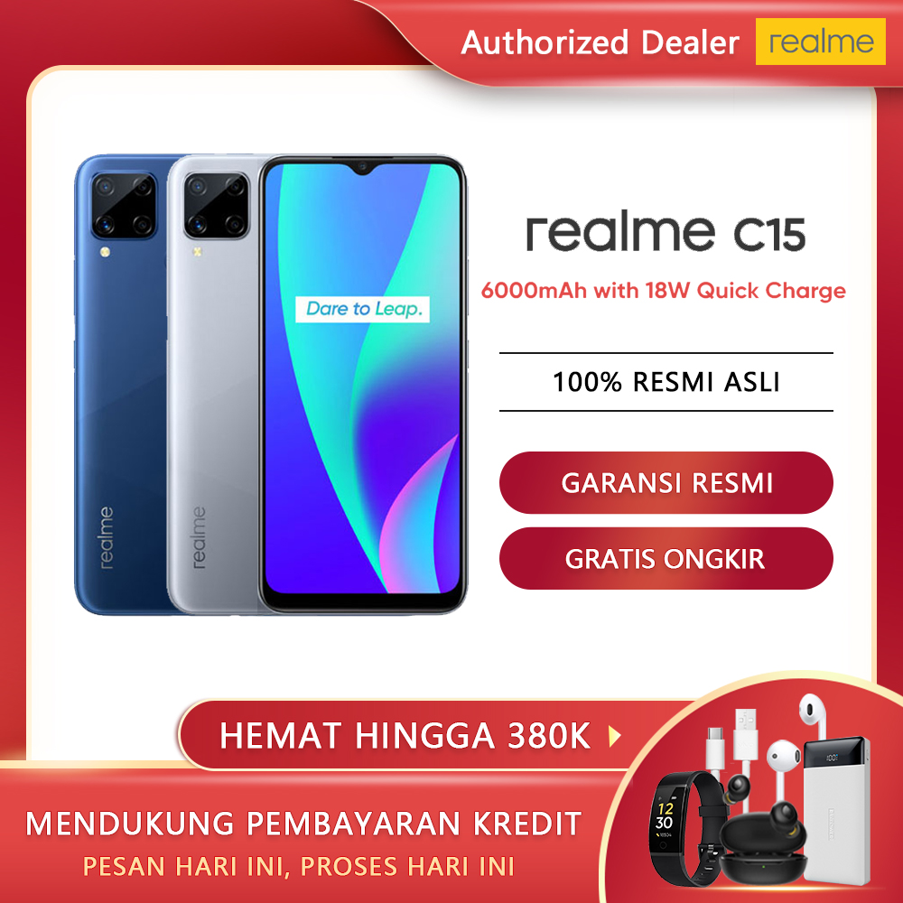 【Terbaru 2020 hp promo】Realme C15 hp 4GB/128GB 4GB/64GB   3GB/64GB Garansi Resmi Realme Indonesia 100% Ori COD Gratis Ongkir