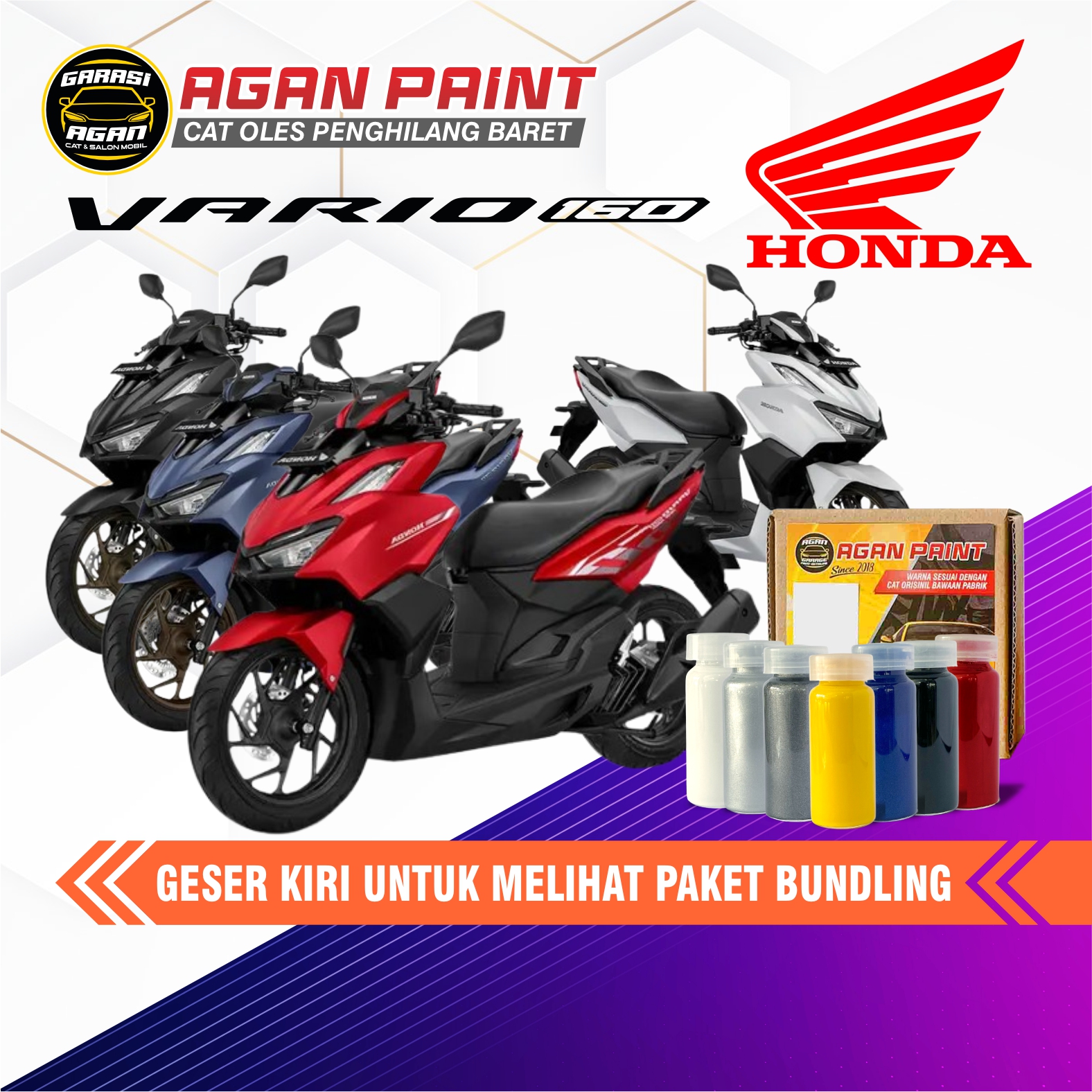 Cat Penghilang Baret VARIO 160 Cat Oles Motor Honda Vario 160 Cat Original Pabrik GARASI AGAN Harga 64,000 rupiah*Gratis Ongkir