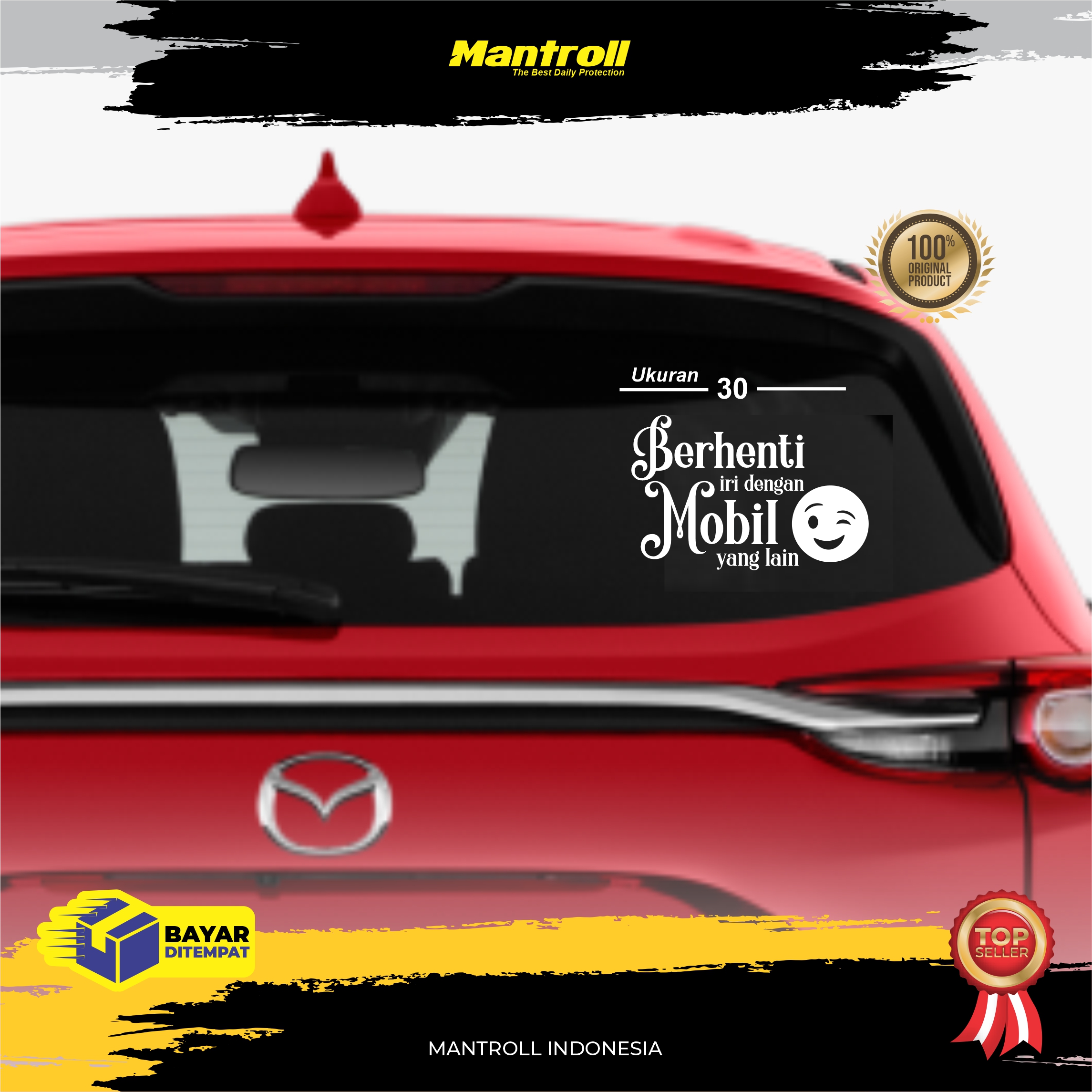 "Mantroll Stiker Kaca Mobil Premium Tulisan Berhenti iri dengan mobil yang lain" Ukuran Jumbo Harga 95,000 Ringgit*Penghantaran Percuma