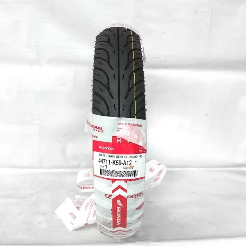 Original federal Honda K59-A12 tubles front outer tire (80/90-14) Harga 220,800 rupiah*Gratis Ongkir