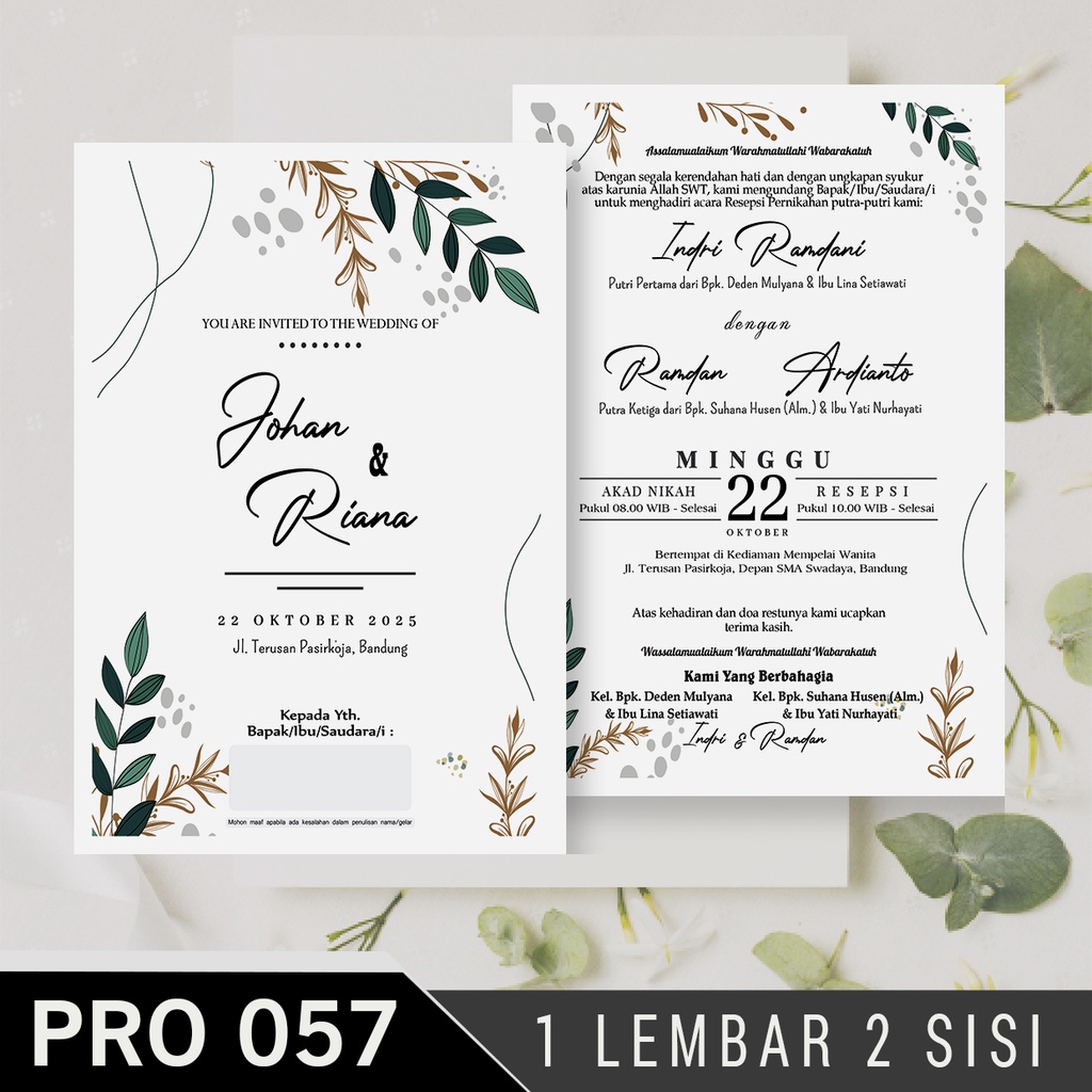 Jual Undangan Pernikahan 2 Lembar Pakai Poto Terbaru - Jun 2024