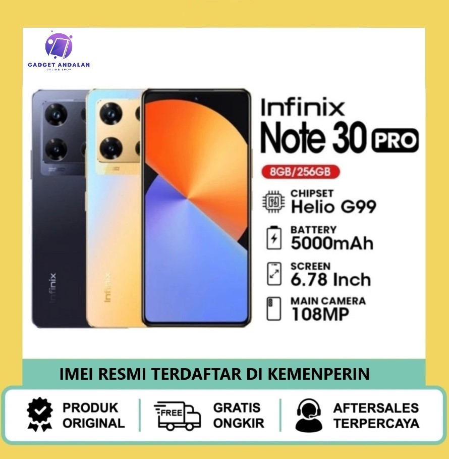 Infinix Note 30 Pro 8/256GB-up to 16GB-108mp camera - AMOLED 120Hz-charging 68W + werless Harga  2,000,000 rupiah*Gratis Ongkir