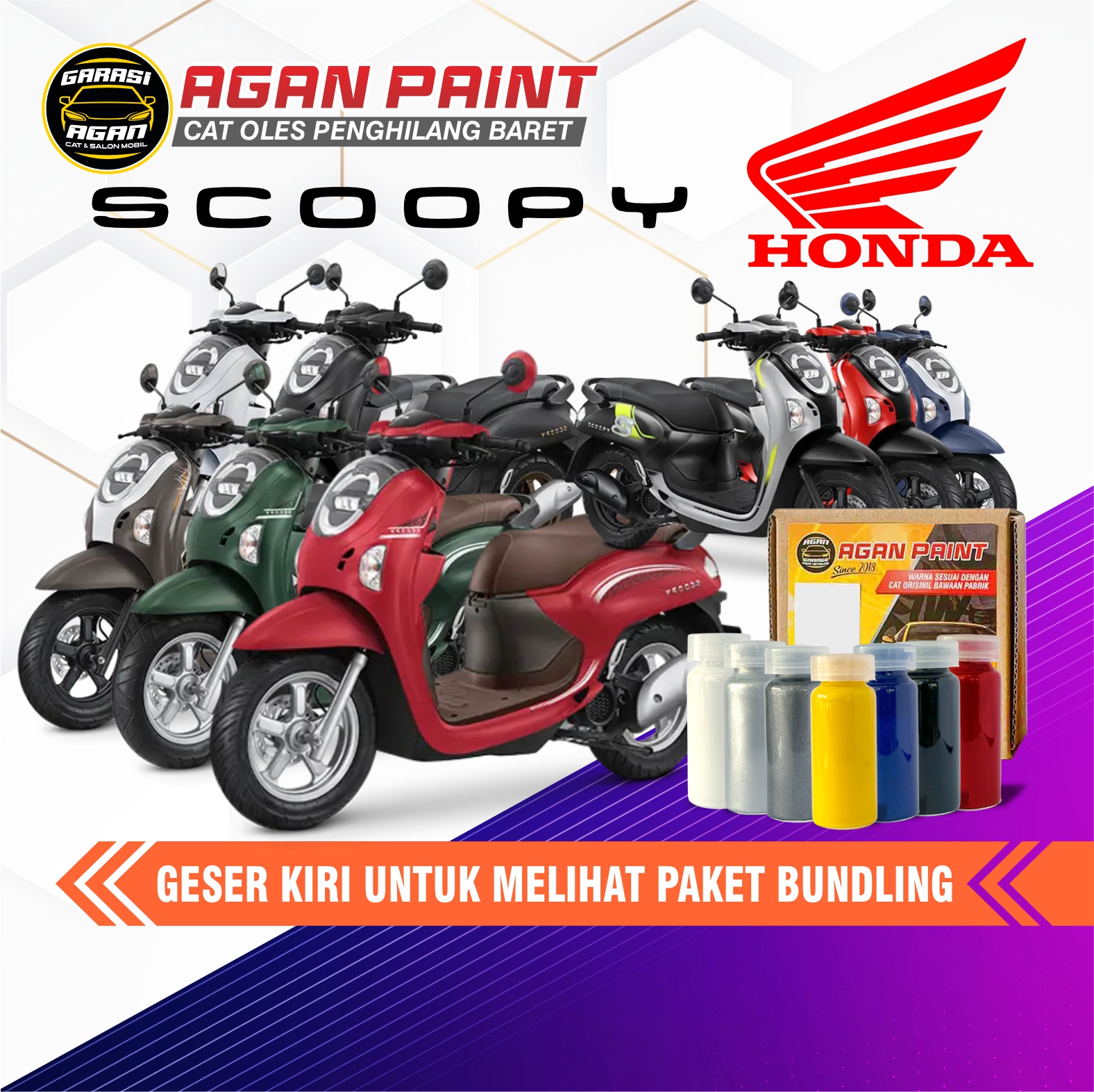 Cat Penghilang Baret SCOOPY Cat Oles Motor Honda Scoopy All Type Cat Original Pabrik GARASI AGAN Harga 64,000 rupiah*Gratis Ongkir