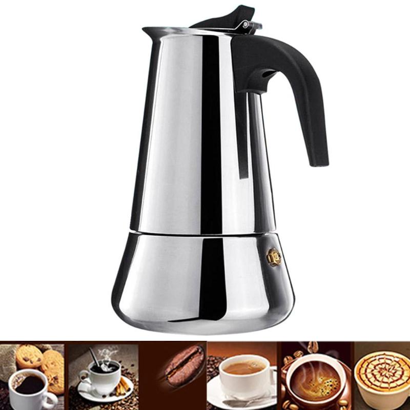 One Two Cups Espresso Coffee Maker Moka Pot Teko Stovetop Filter 450ml 9 Cup - Z21 - Silver
