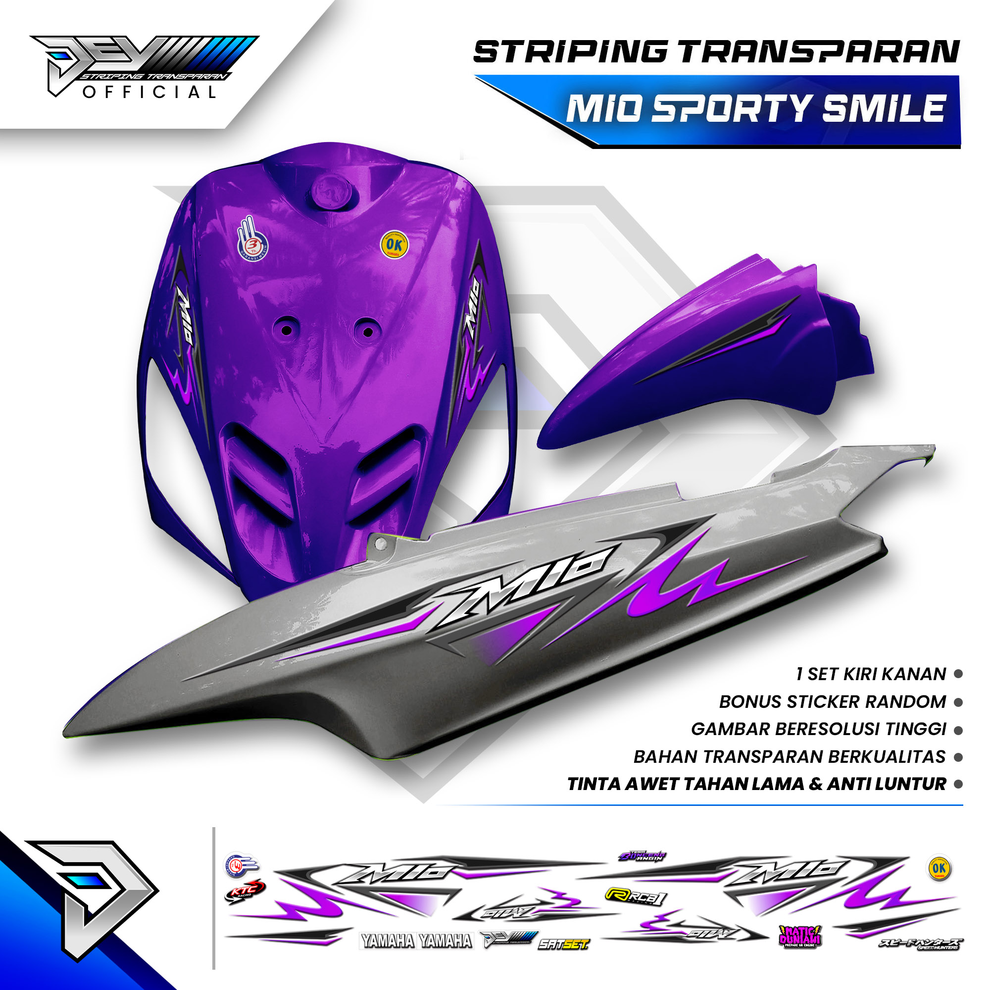 Mio Sporty Transparent Striping | Mio Smile | New Design Line Motif | Yamaha Mio Body Sticker Harga 35,000 rupiah*Gratis Ongkir