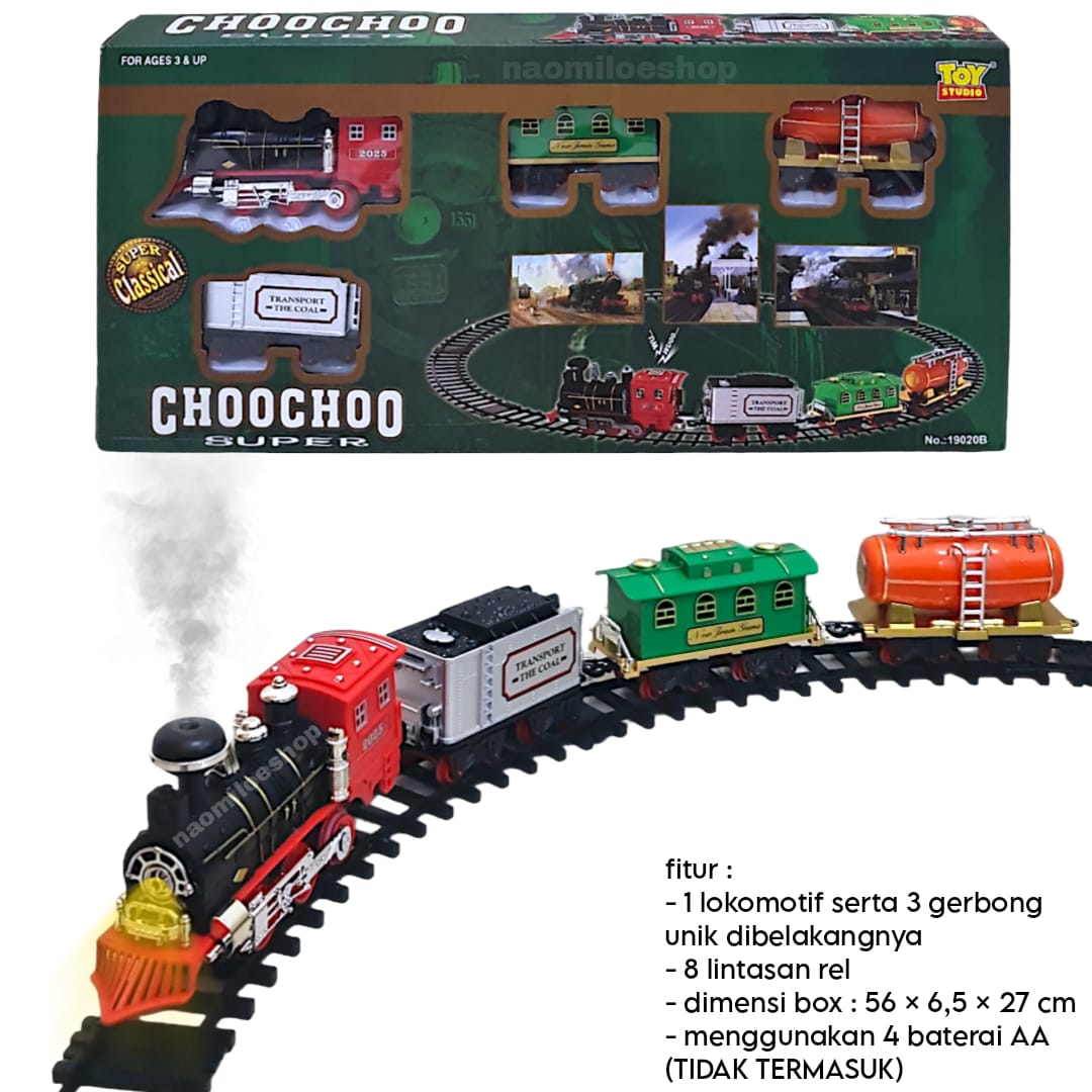 Kereta asap dan suara choochoo train locomotive mainan kereta api anak mainan edukasi Harga 108,500 rupiah*Gratis Ongkir