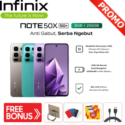 Infinix Note 50X 5g+ 8/256Gb - up to 16Gb Extended Ram - Dimensity 7300 Ultimate Harga  2,300,000 Ringgit*Penghantaran Percuma