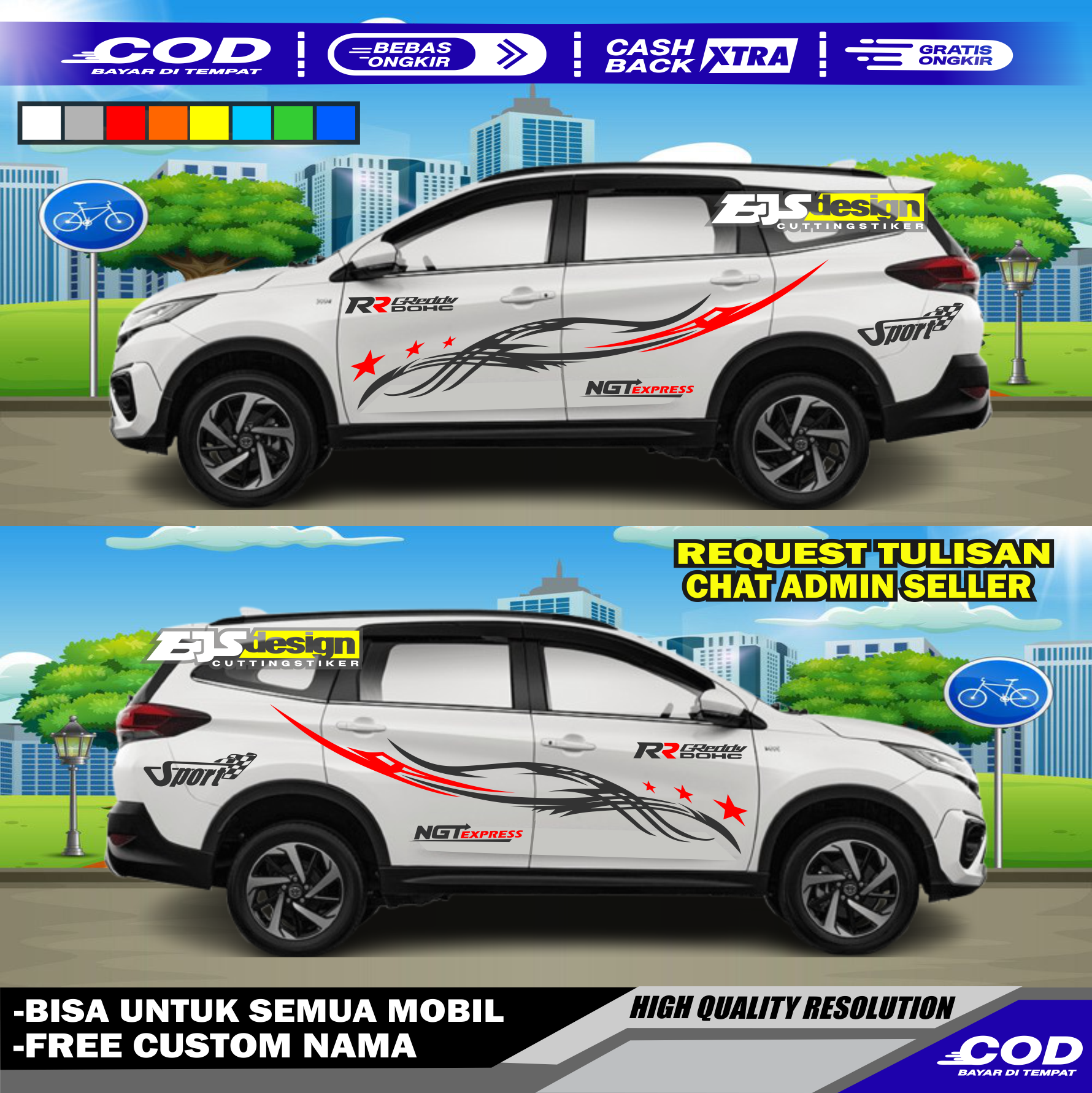 Striping Teribal Cutting Car Stickers for Terios Toyota Rush Gr/Trd Sportivo Best-Selling Cars Avanza Xenia Ertiga Innova Etc. Harga 182,000 rupiah*Gratis Ongkir